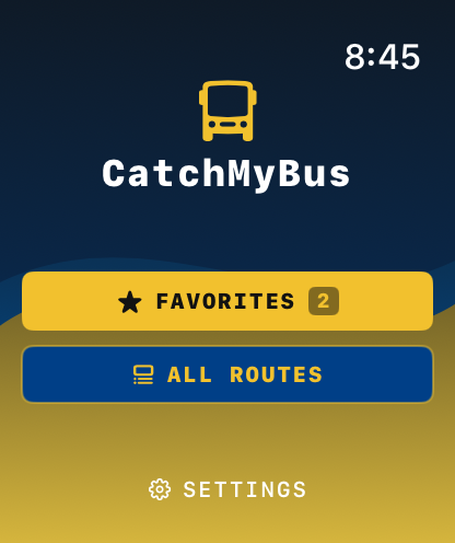 CatchMyBus home screen